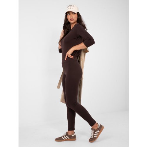 Csokoládébarna női pamut leggings BASIC FEEL GOOD